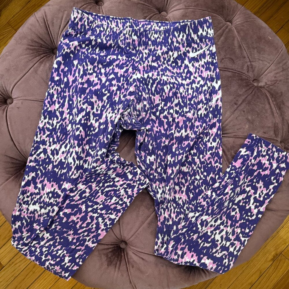NIKE- COTTON LEGGINGS- PURPLE & PINK CHEETAH PRINT